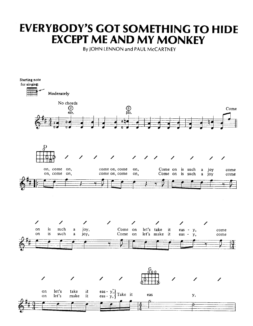 Everybody's Got Something To Hide Except Me And My Monkey sheet music