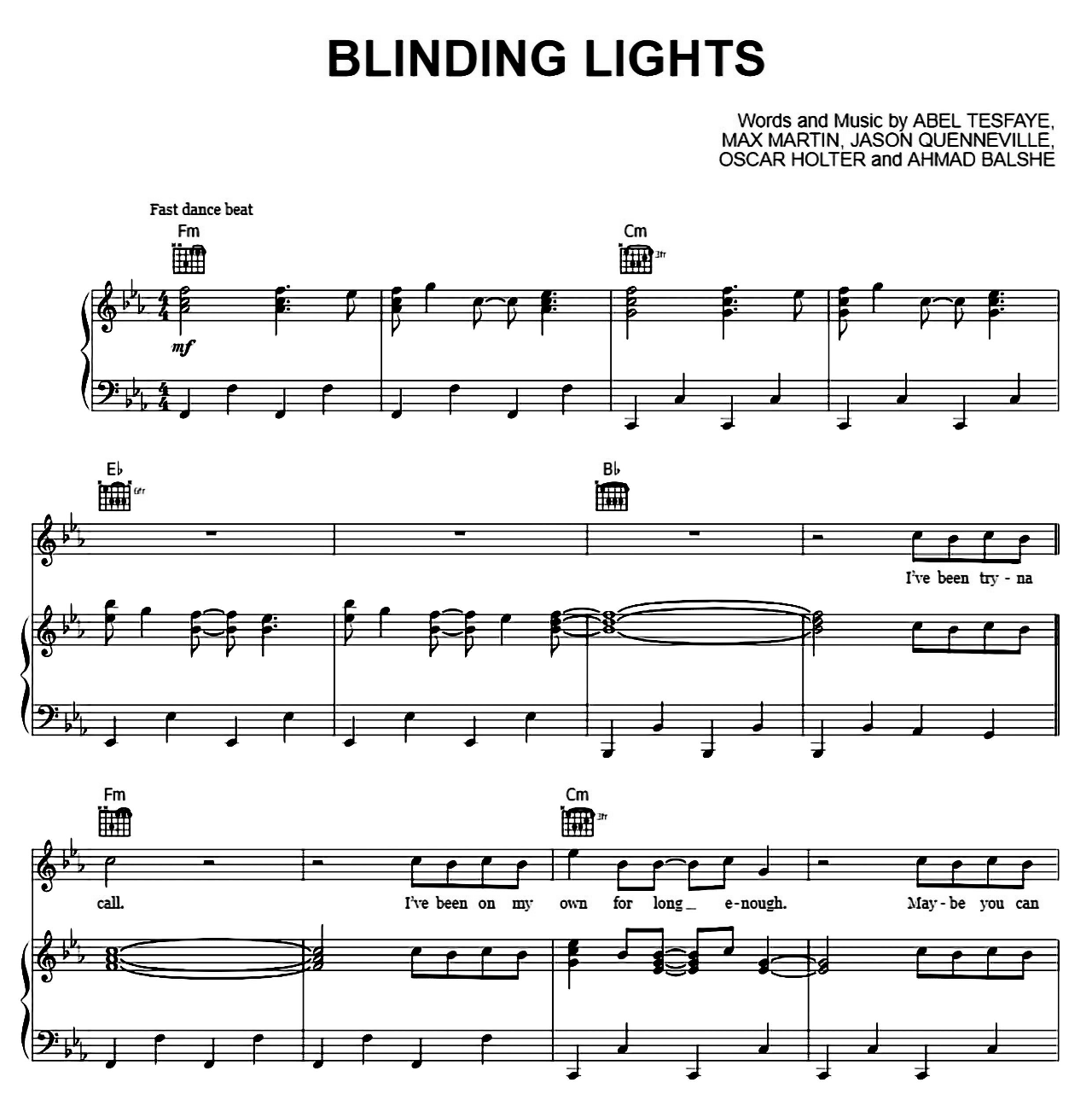 Blinding Lights sheet music