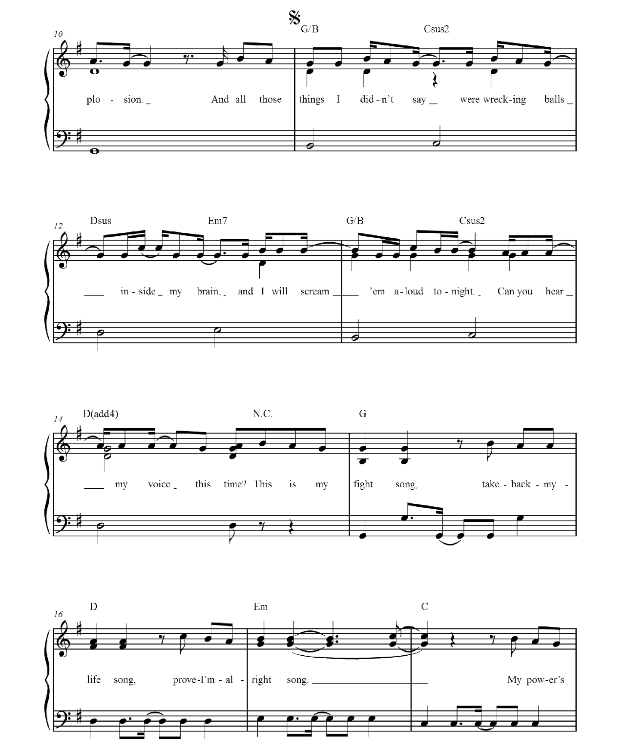 Fight Song sheet music 2