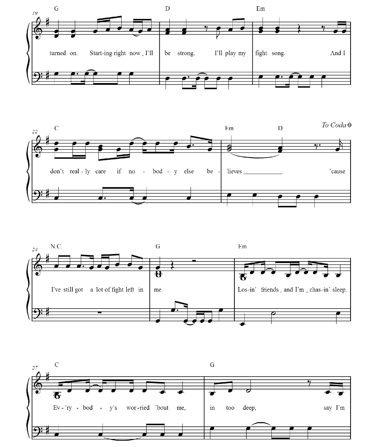 Fight Song sheet music 3