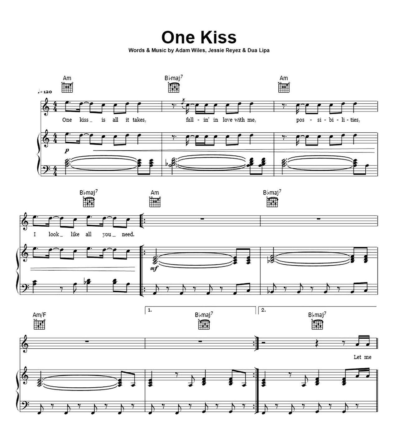 One Kiss sheet music