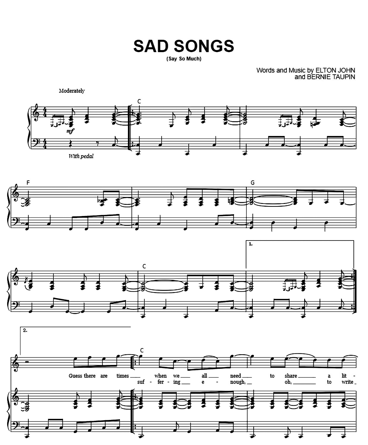 Sad Songs (Say So Much) sheet music
