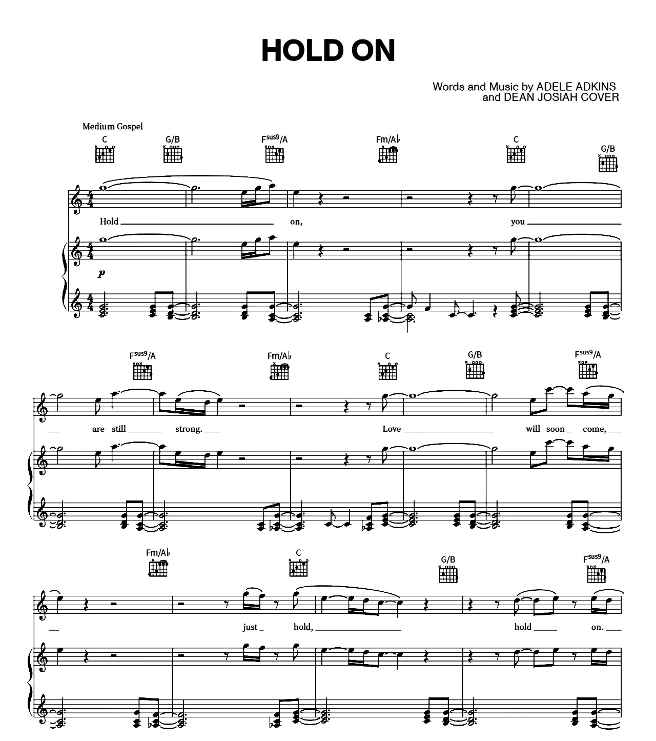 Hold On sheet music