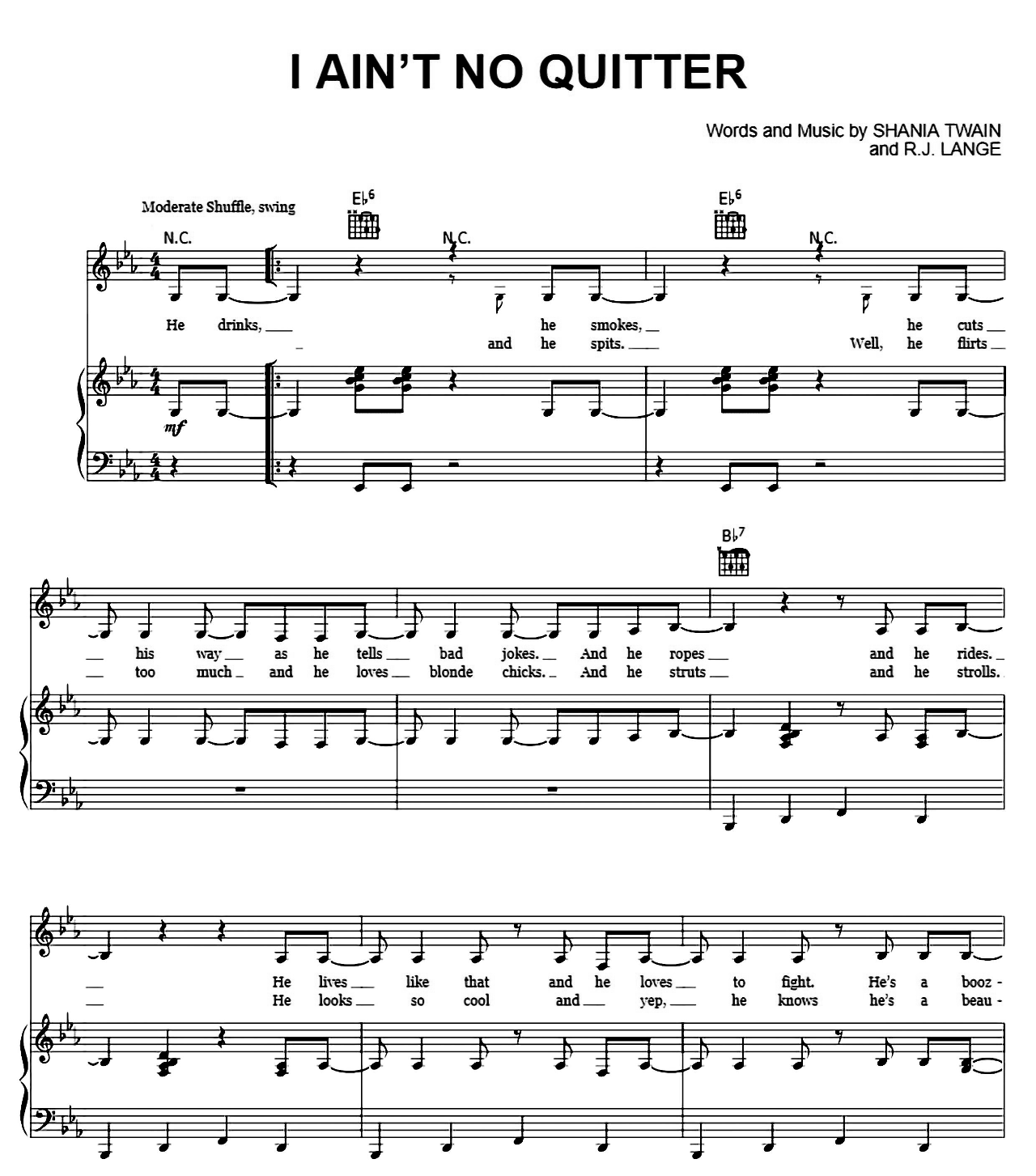 I Ain't No Quitter sheet music