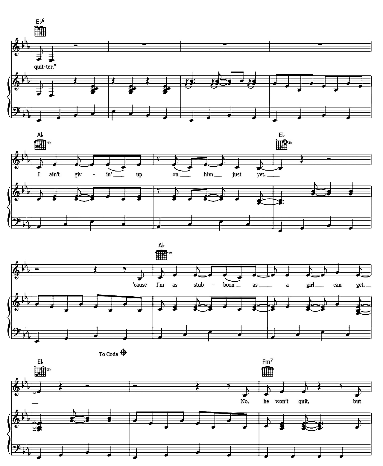 I Ain't No Quitter sheet music 3