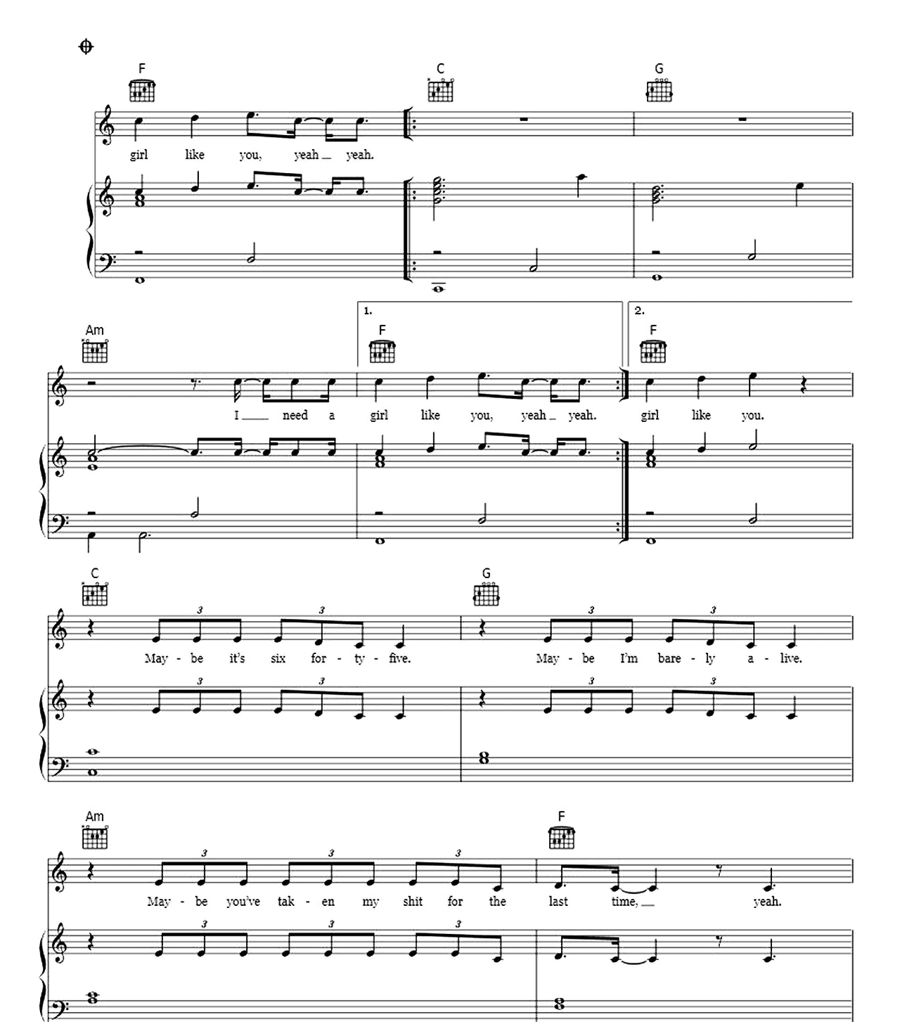 Girls Like You sheet music 6