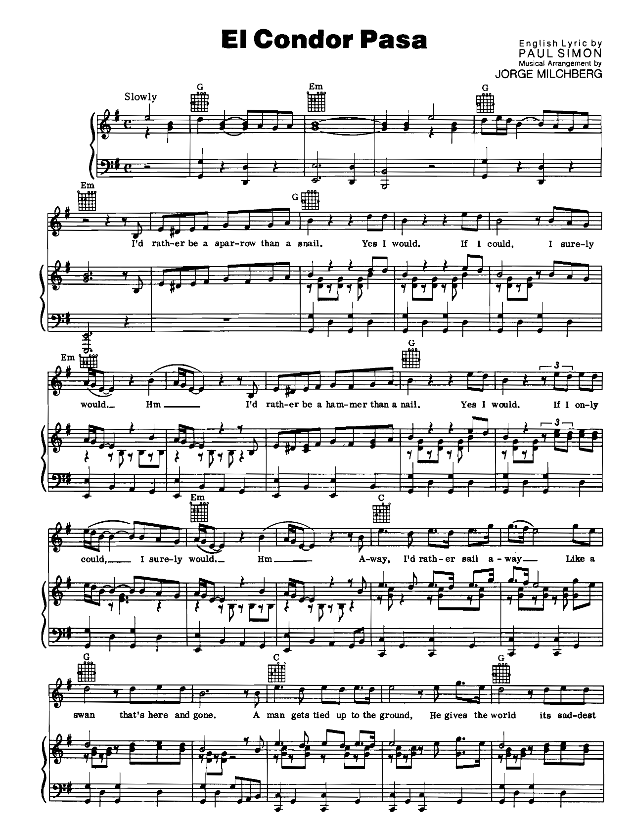 El Condor Pasa (If I Could) sheet music