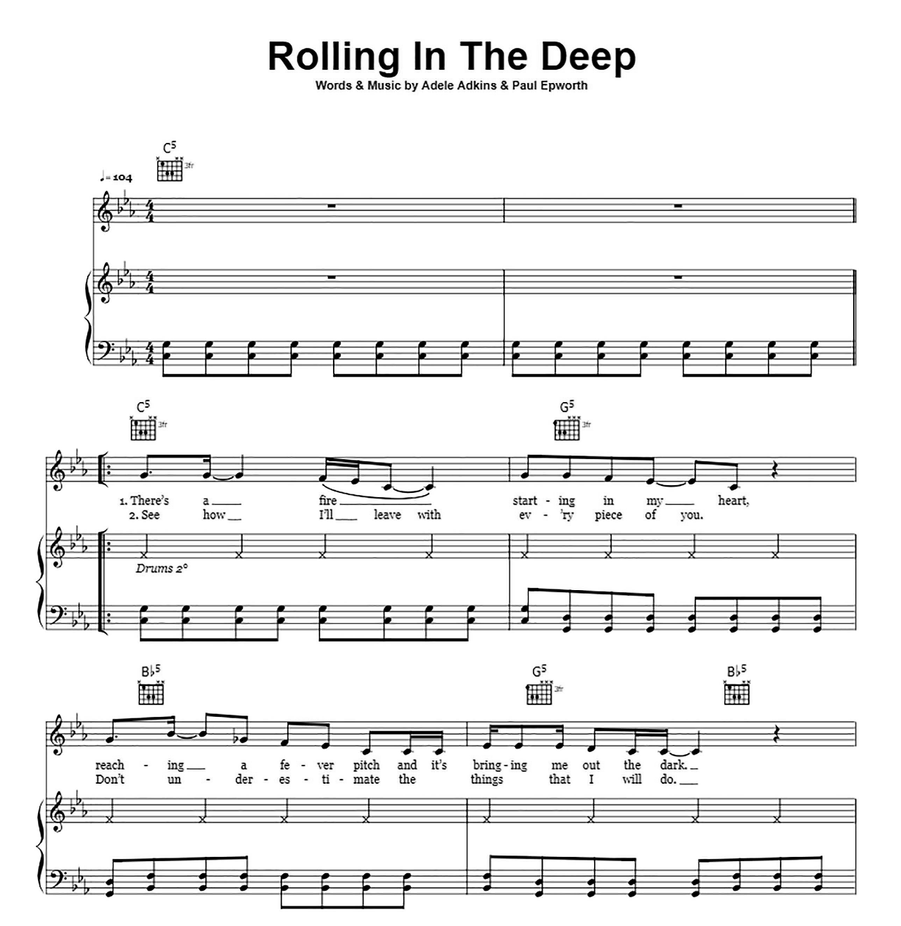 Rolling In The Deep sheet music