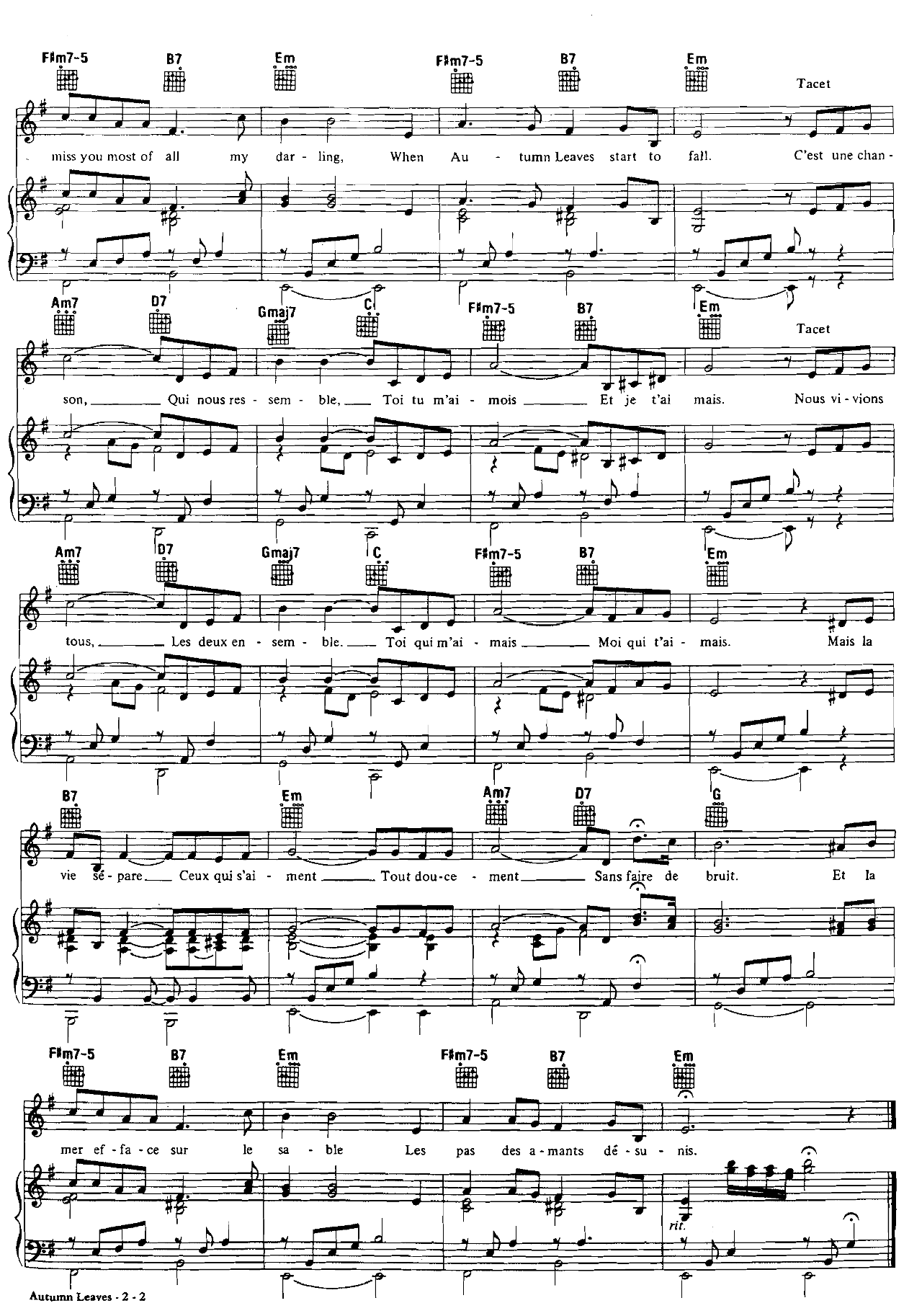 Autumn Leaves Piano sheet music 2