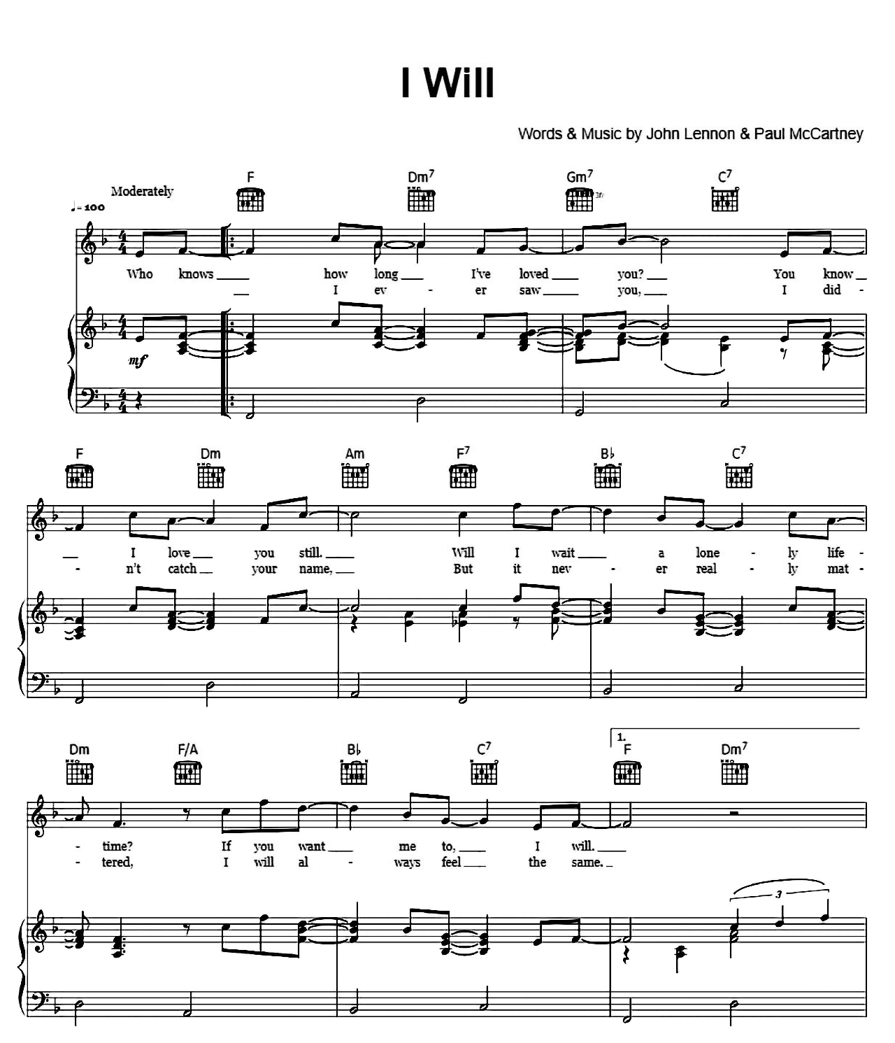 I Will sheet music