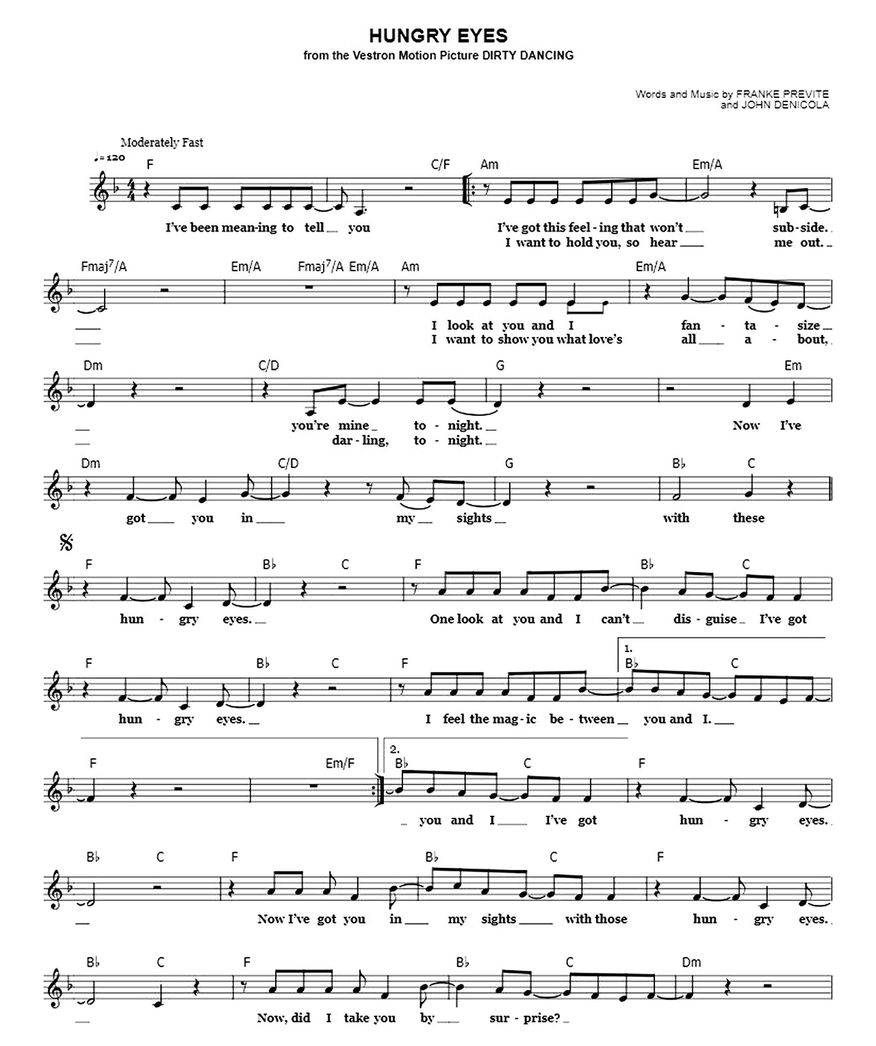 Hungry Eyes sheet music