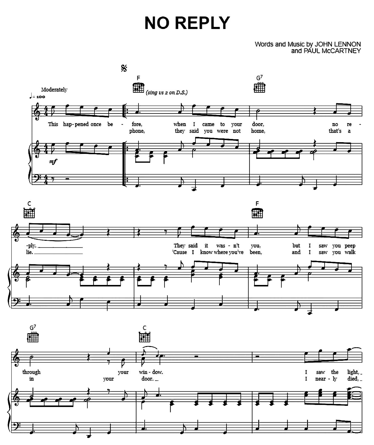 No Reply sheet music