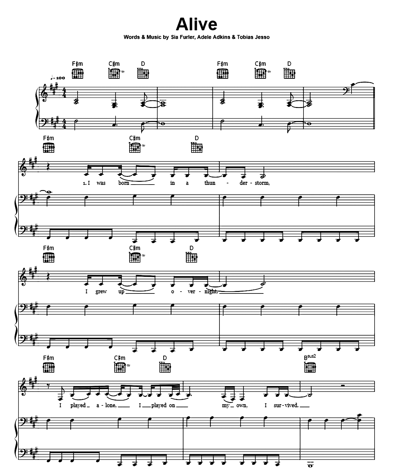 Alive sheet music