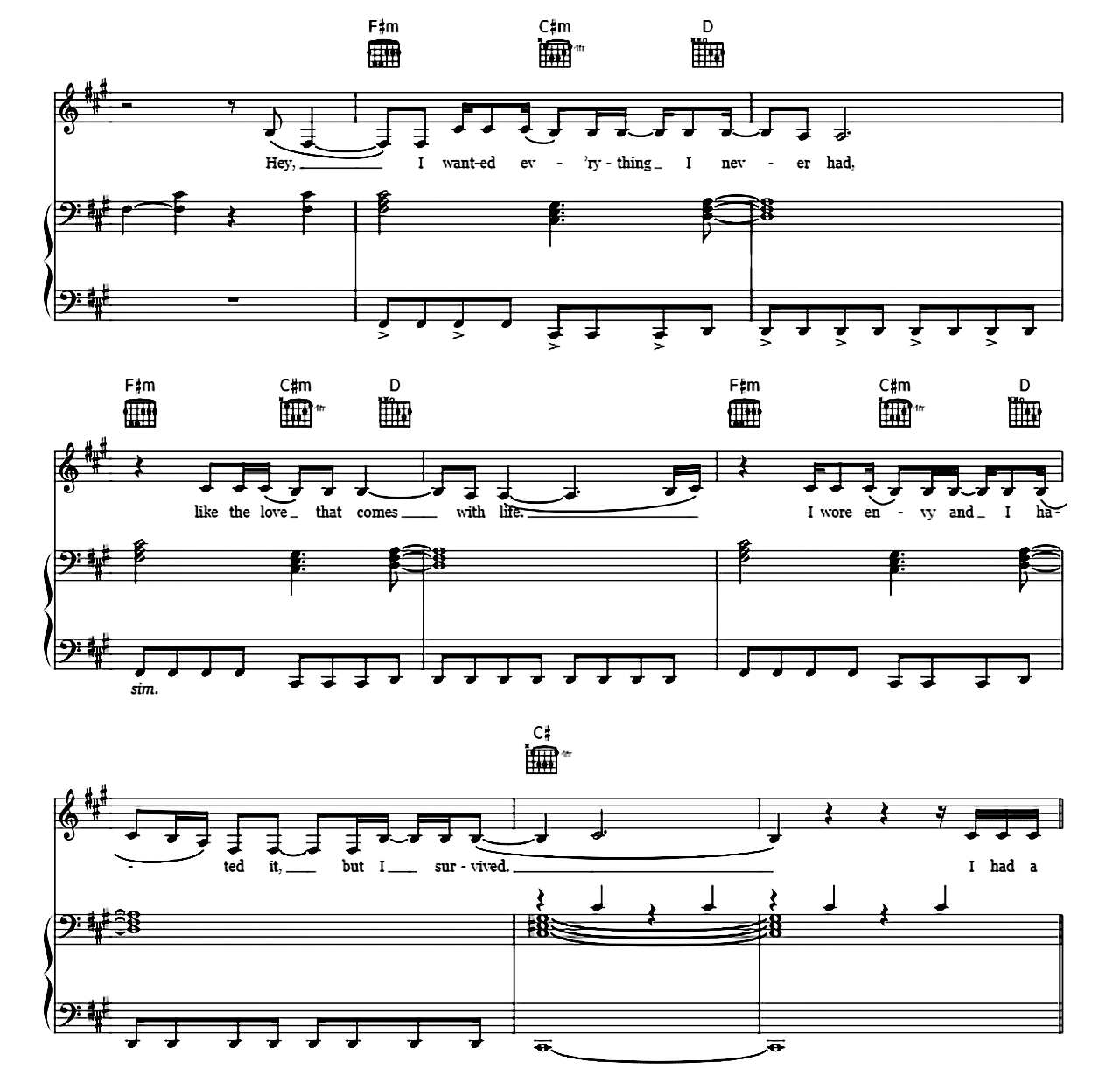 Alive sheet music 2