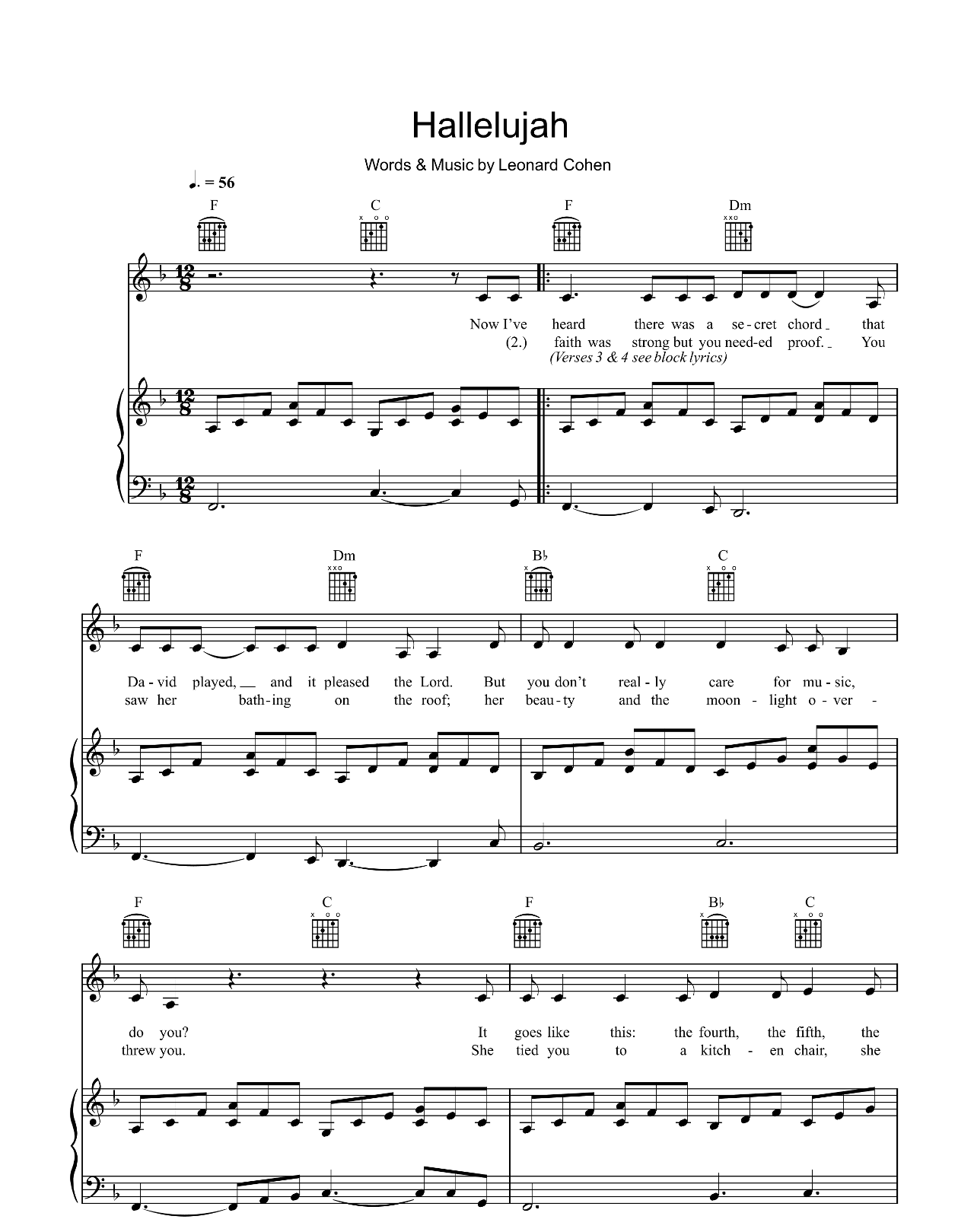 Hallelujah sheet music