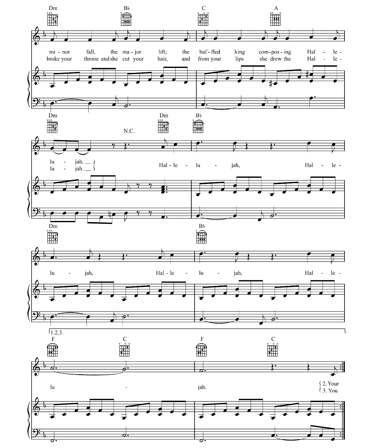 Hallelujah sheet music 2