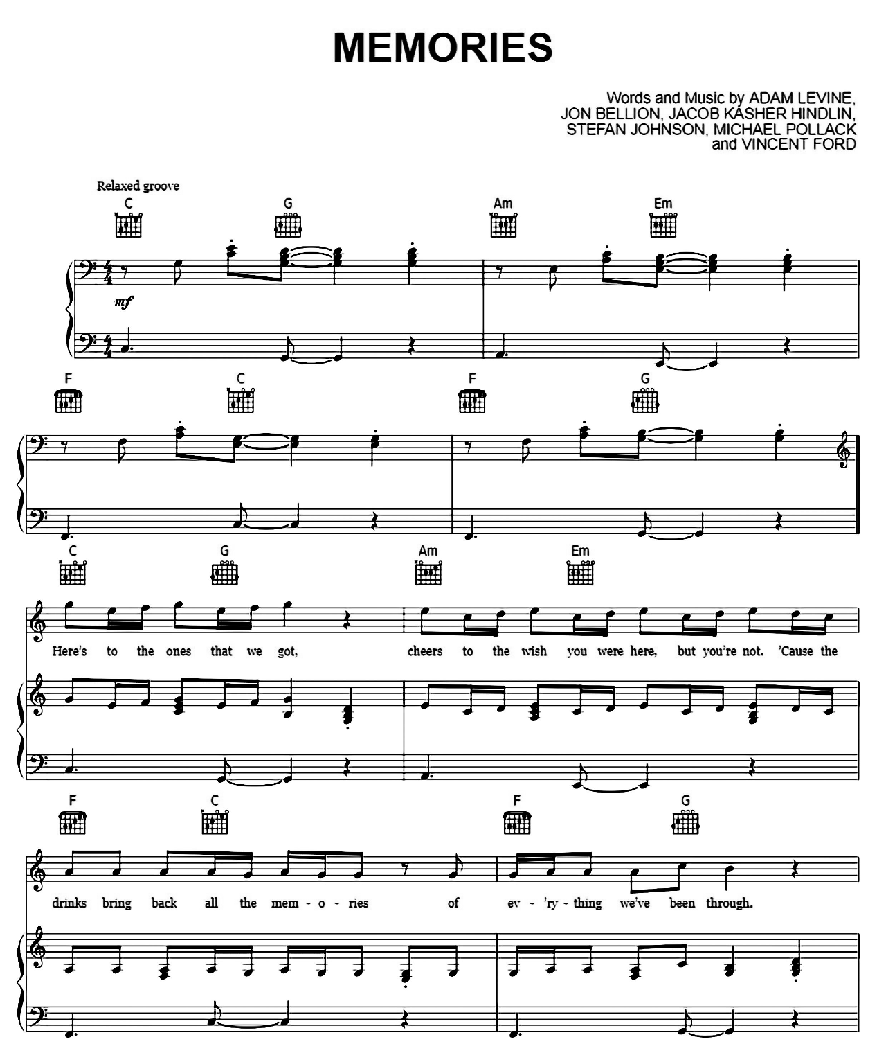 Memories sheet music
