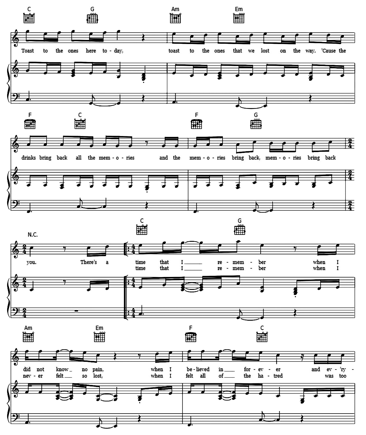 Memories sheet music 2