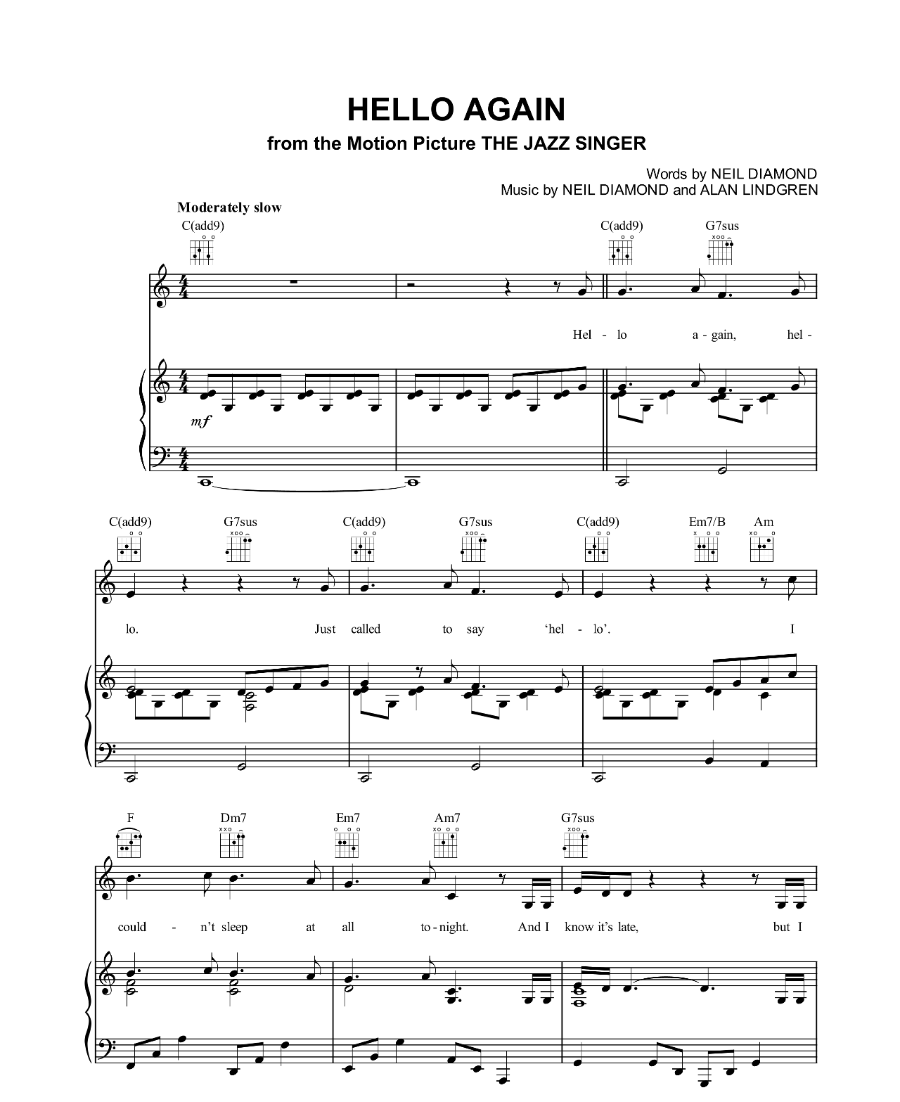 Hello Again sheet music