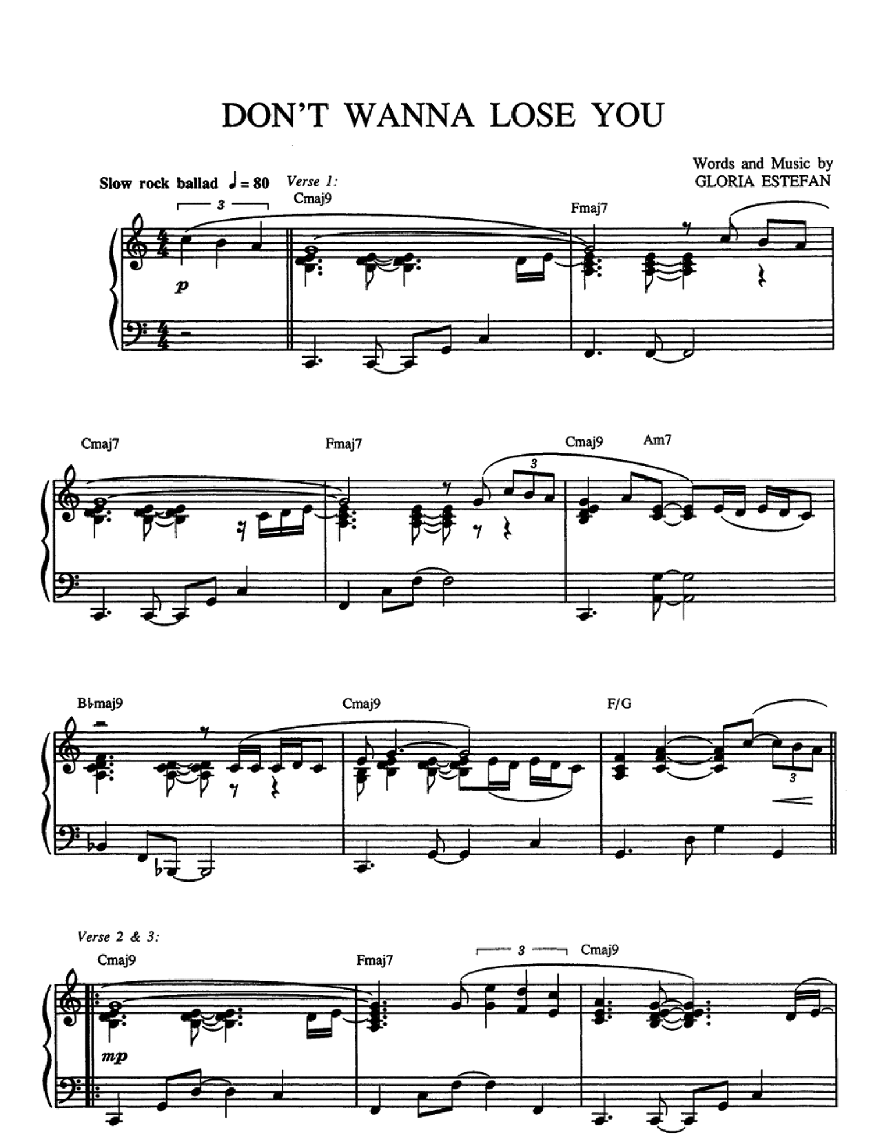 Don't Wanna Lose You sheet music