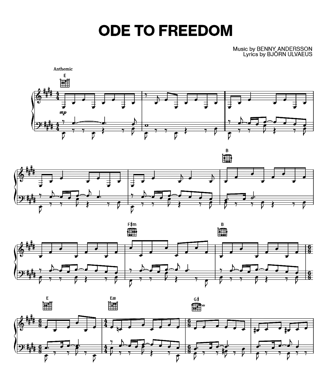 Ode To Freedom sheet music