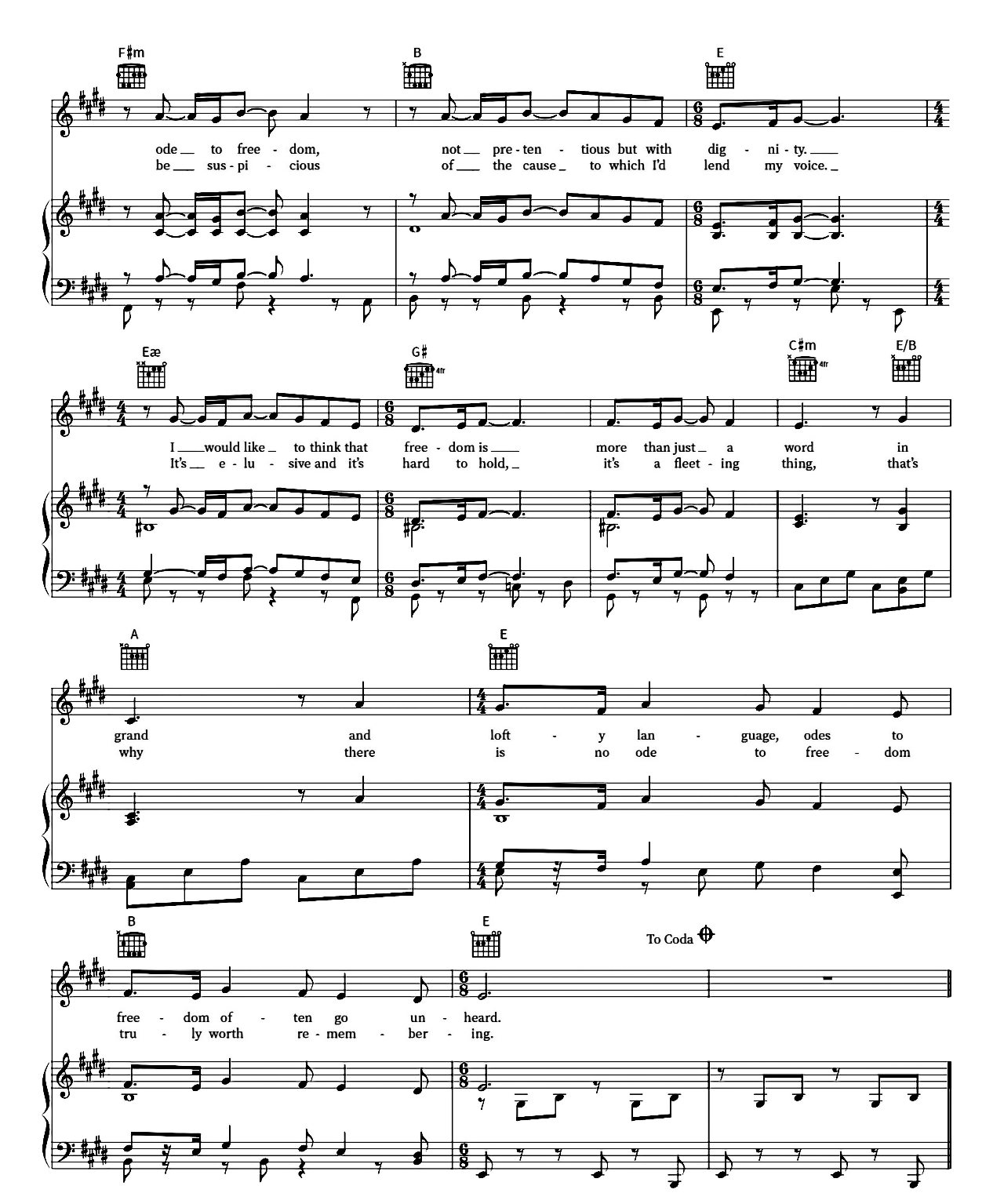 Ode To Freedom sheet music 3