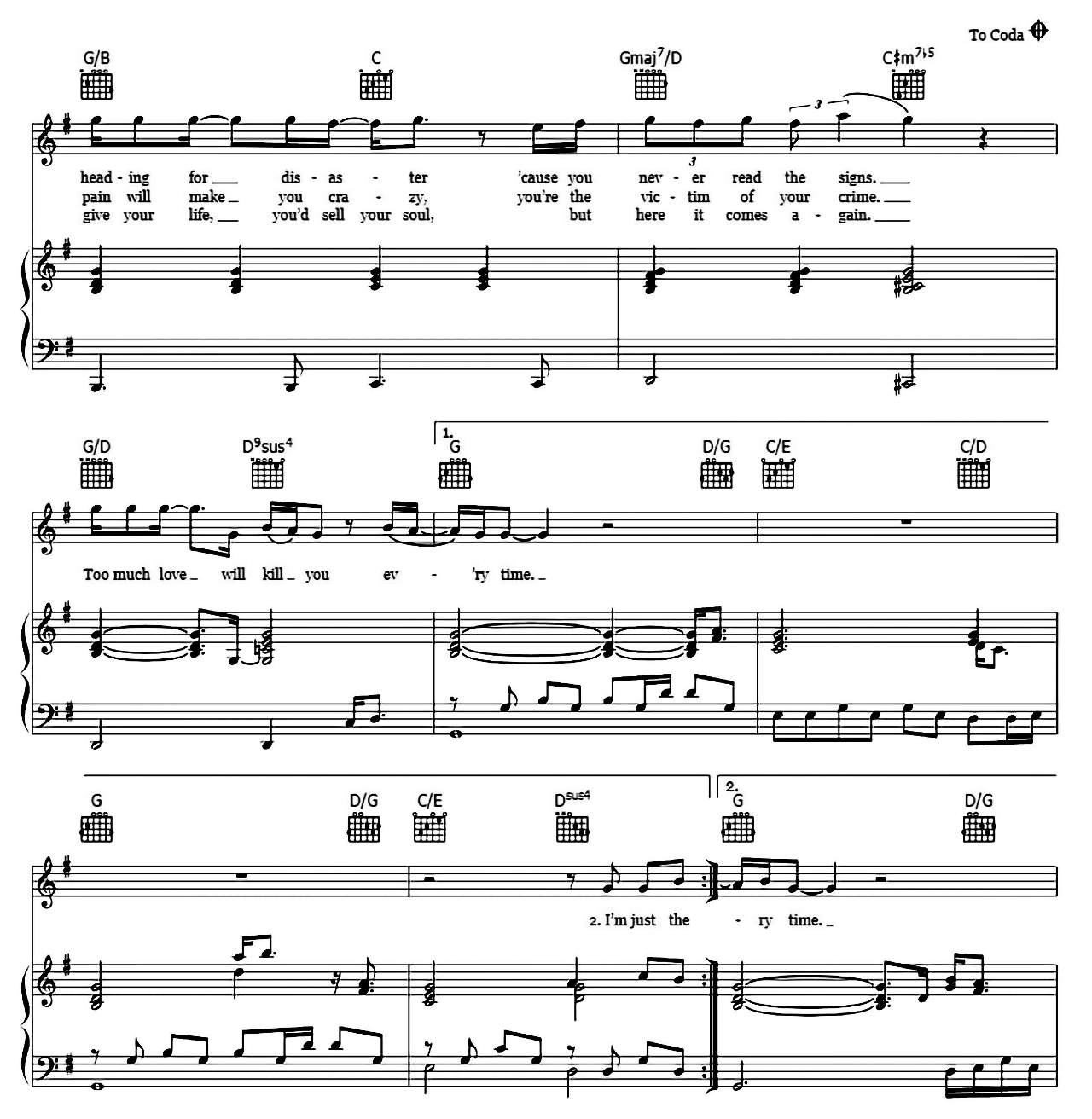 Too Much Love Will Kill You sheet music 4