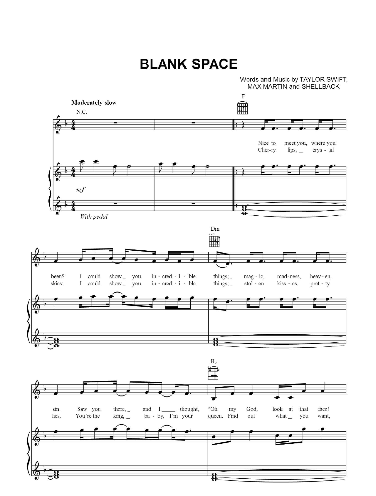 Blank Space sheet music