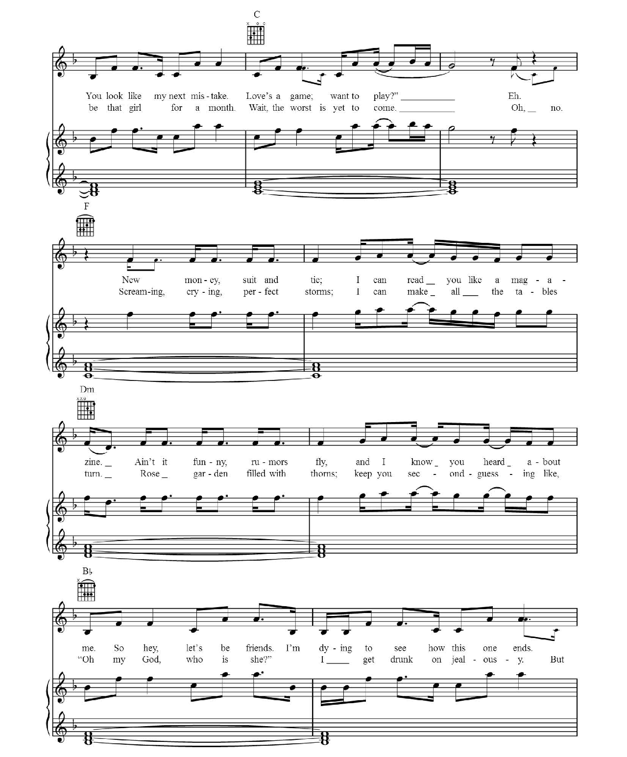 Blank Space sheet music 2