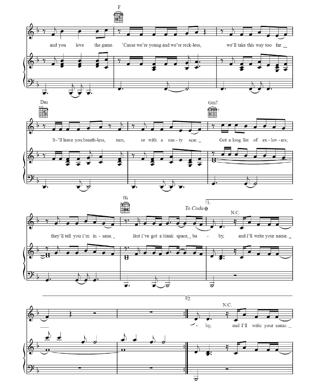 Blank Space sheet music 4