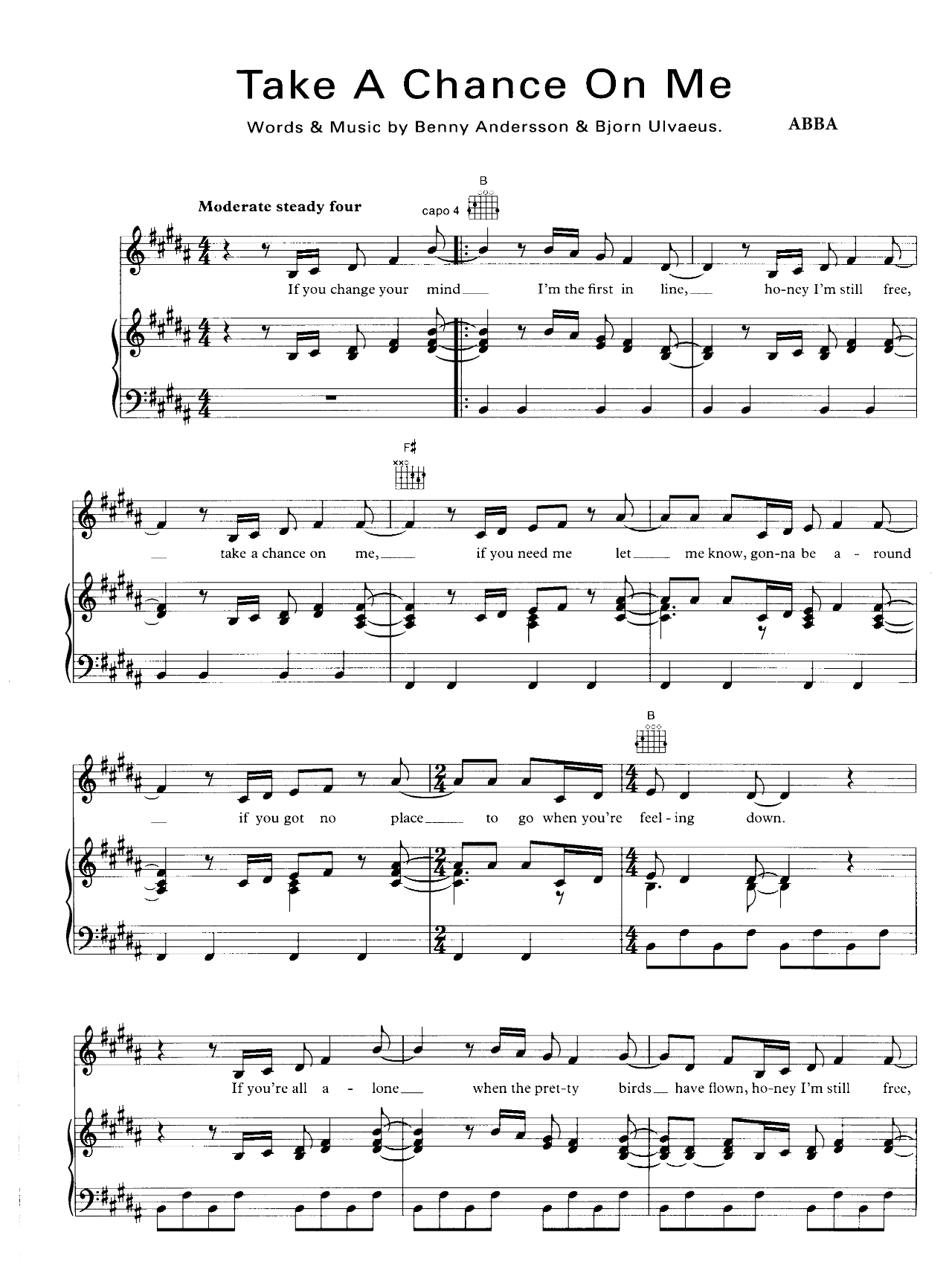 Take A Chance On Me sheet music