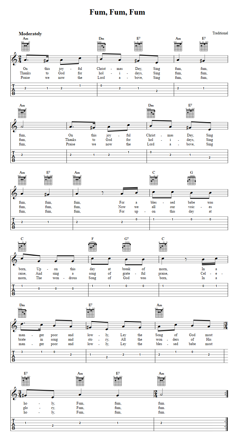 Fum, Fum, Fum sheet music