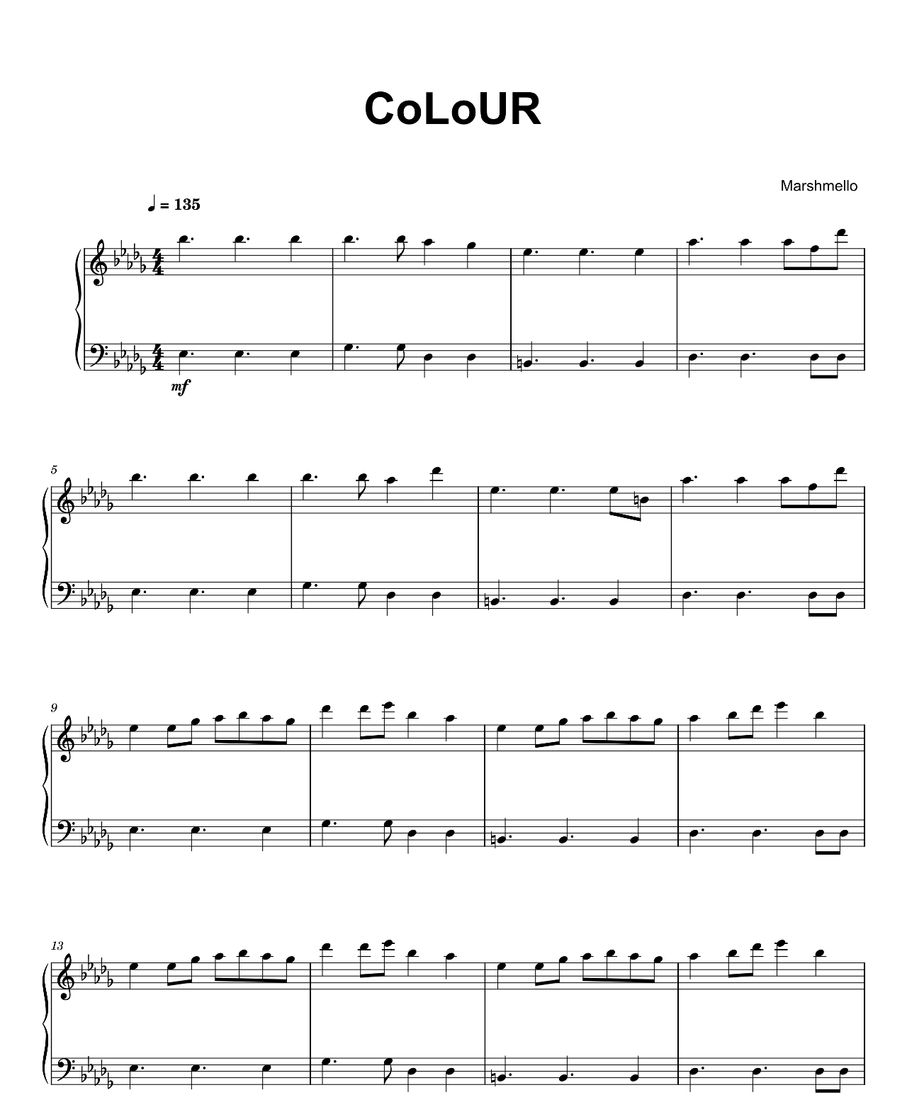 Colour sheet music
