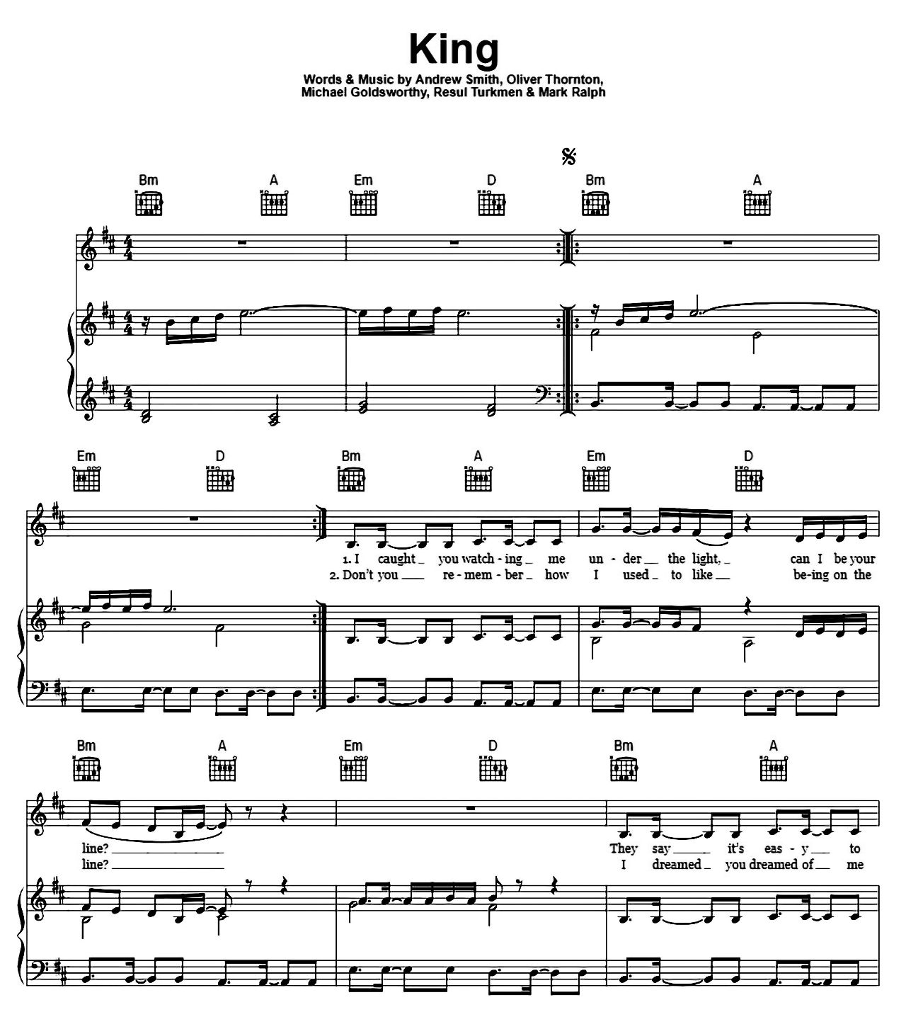 King sheet music