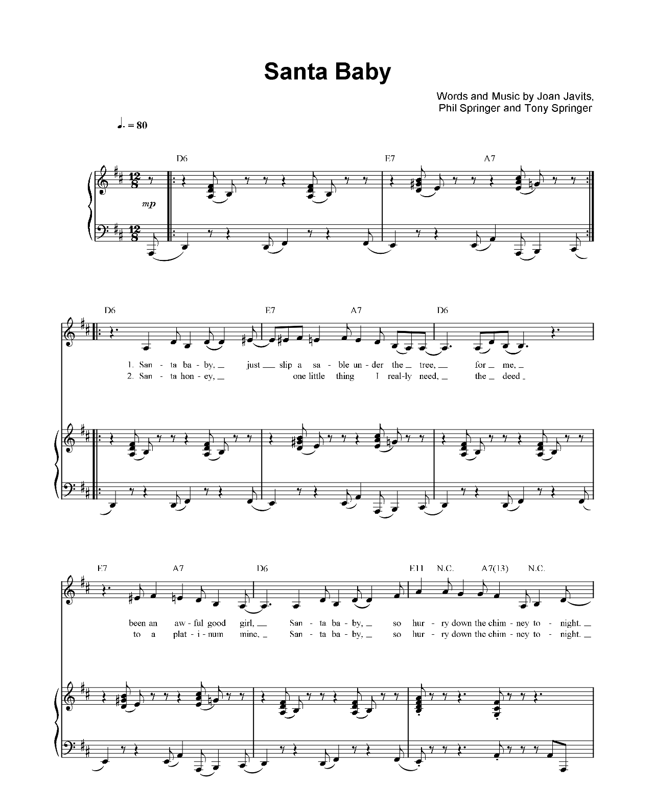 Santa Baby sheet music