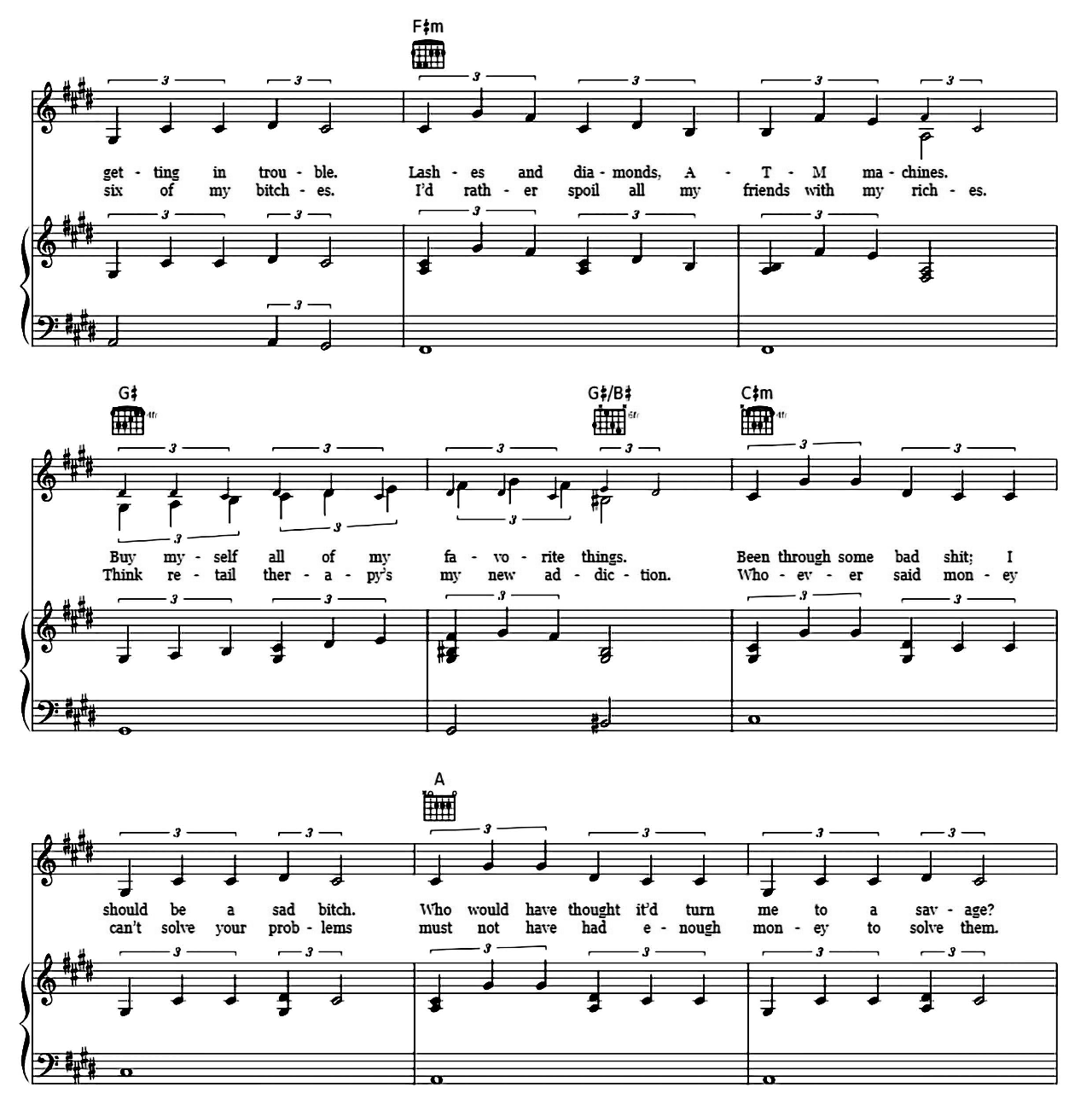 7 Rings sheet music 2