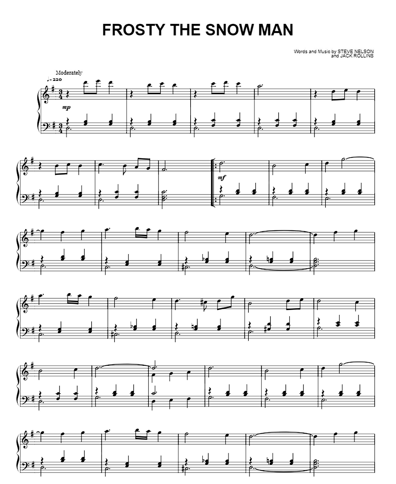 Frosty The Snow Man sheet music