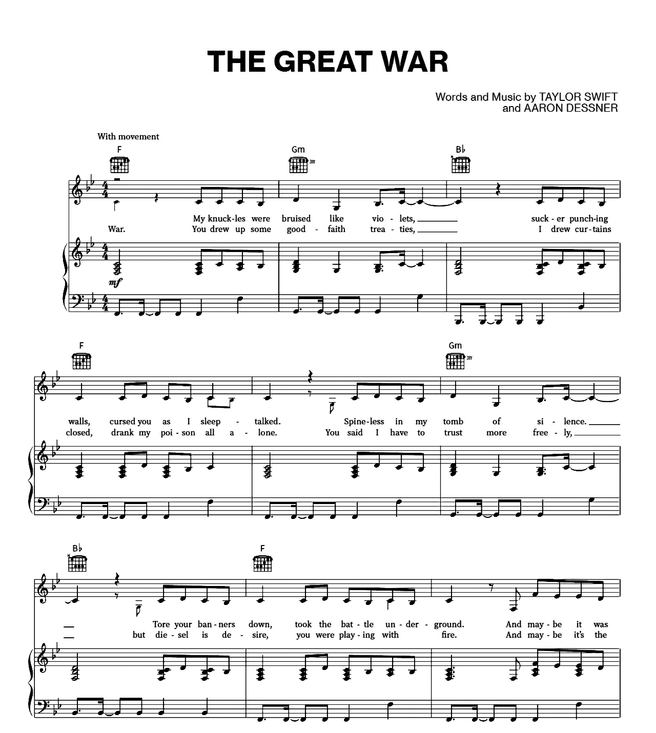 The Great War sheet music