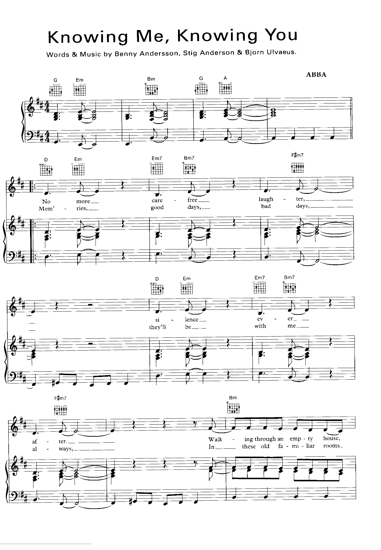 Knowing Me Knowing You sheet music