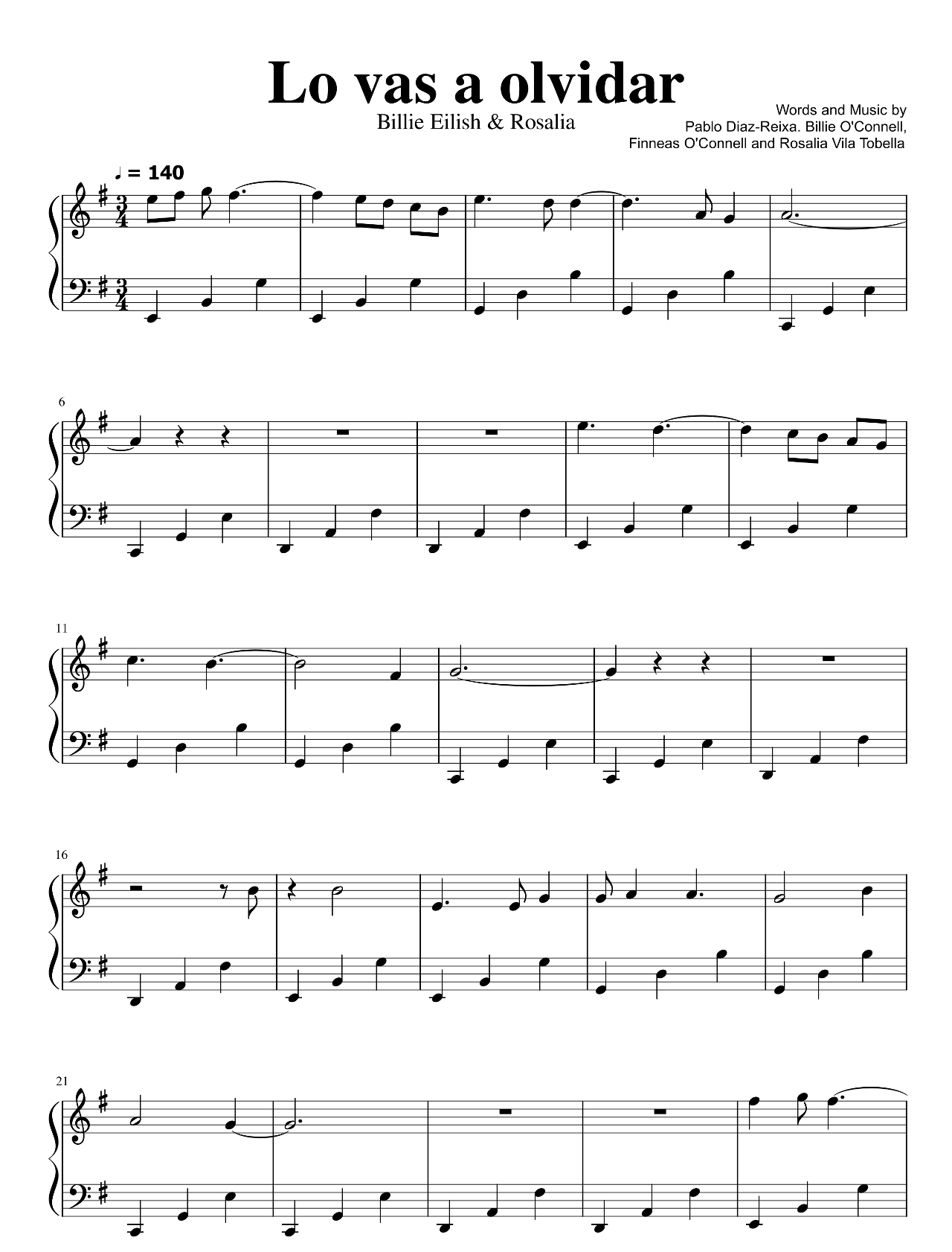 Lo Vas A Olvidar sheet music