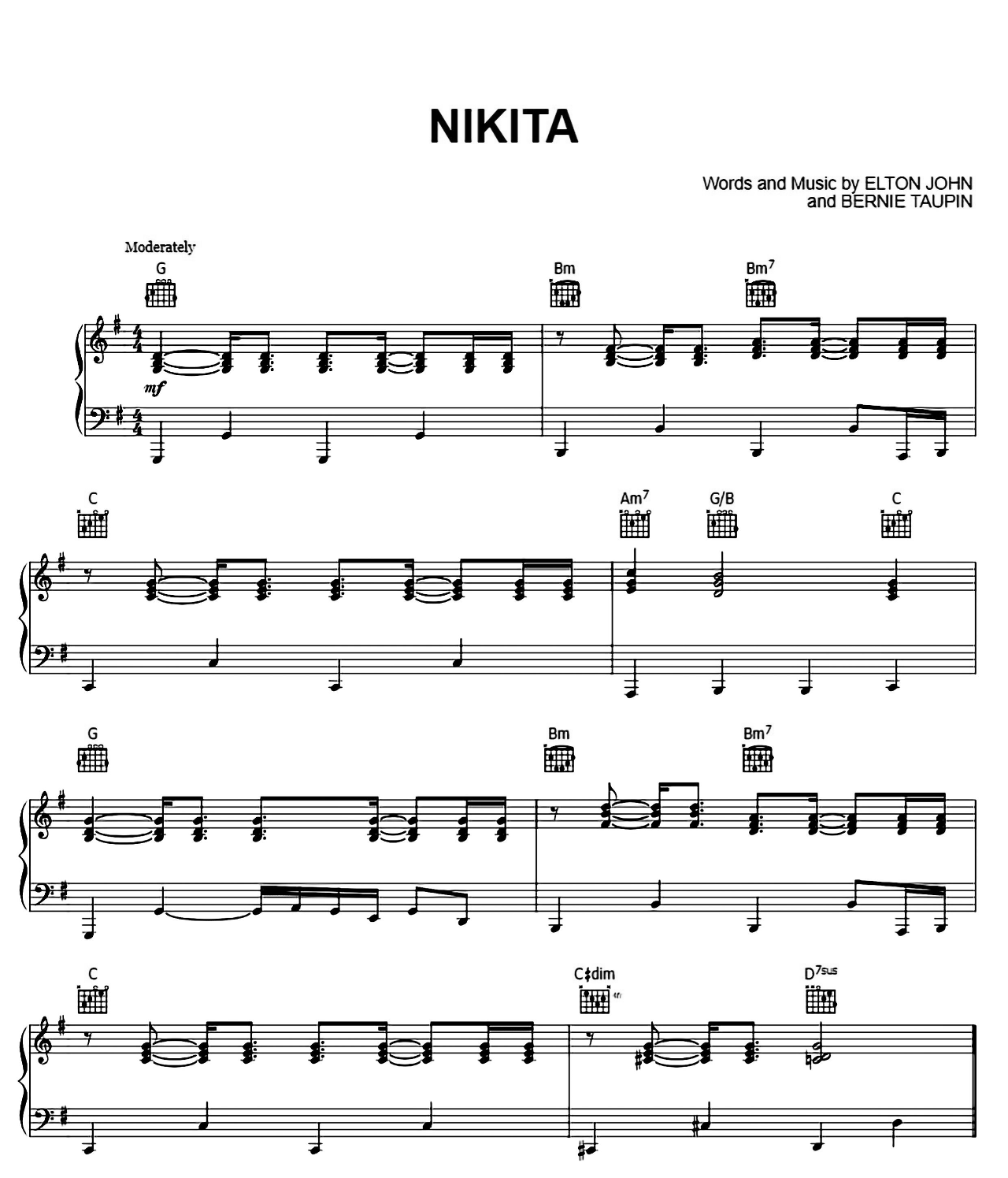 Nikita sheet music