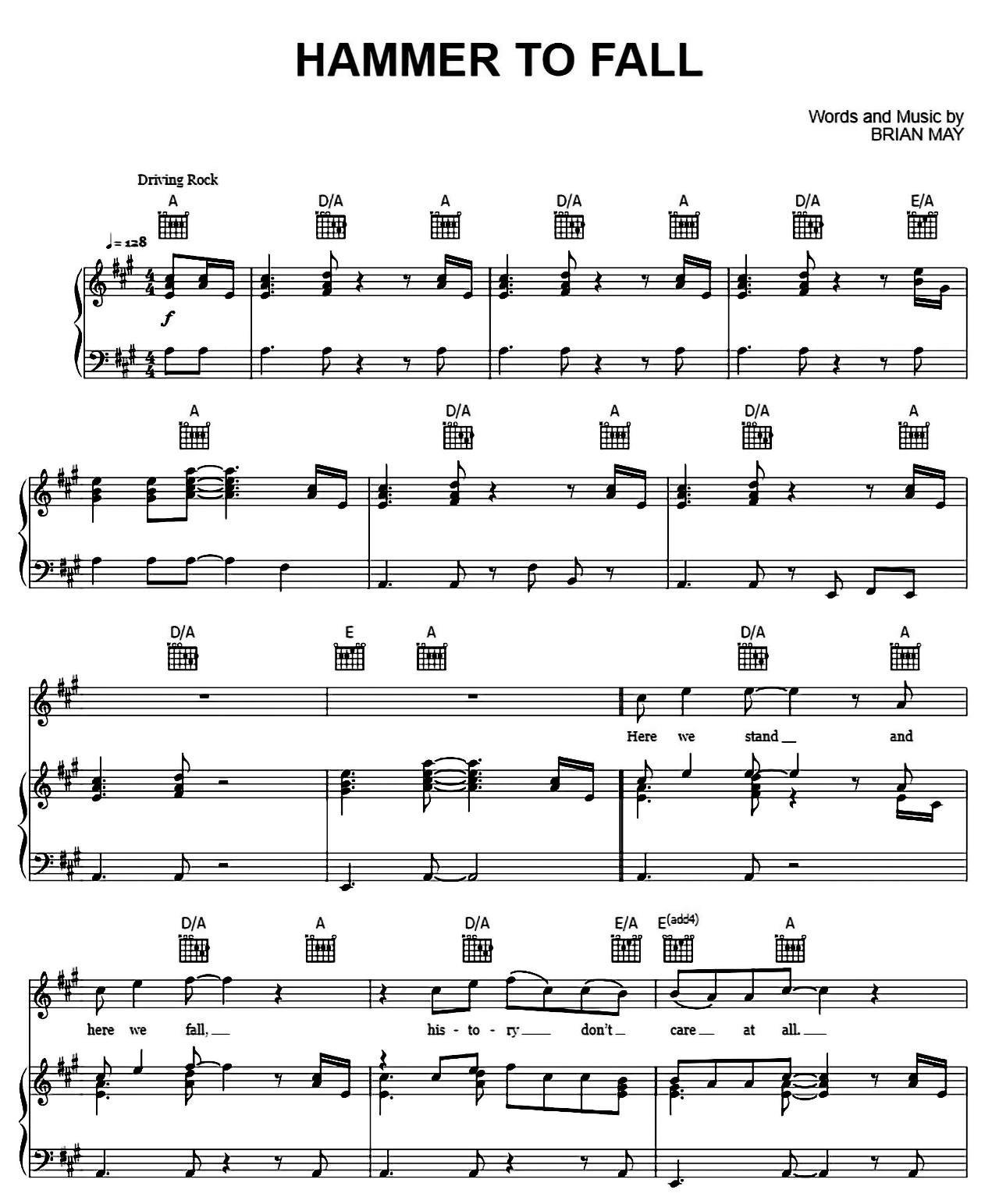 Hammer To Fall sheet music