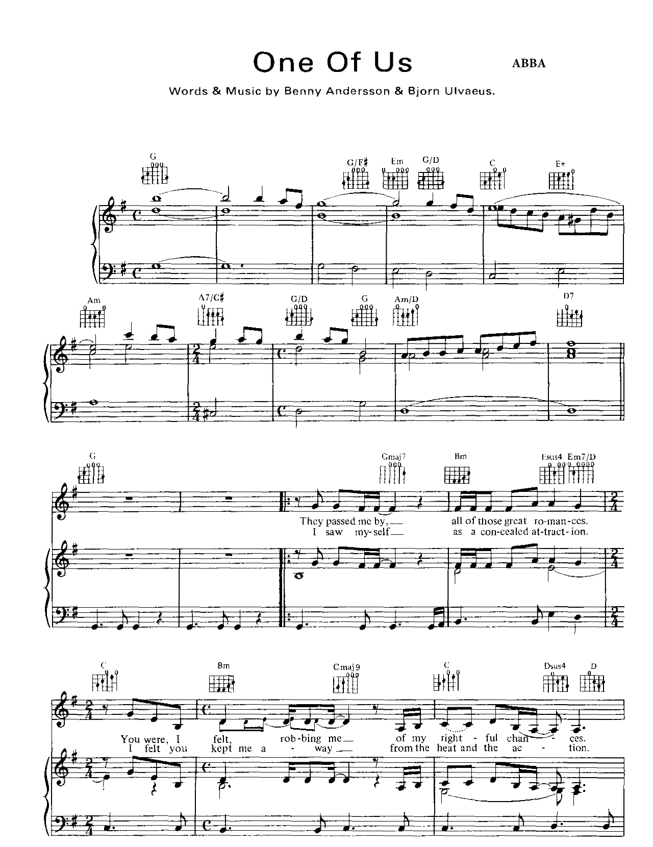 One Of Us sheet music