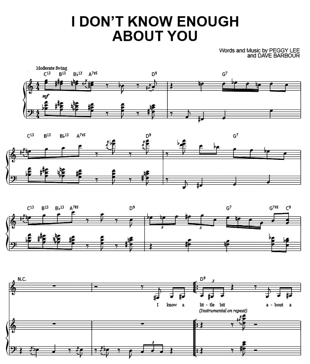 I Don't Know Enough About You sheet music