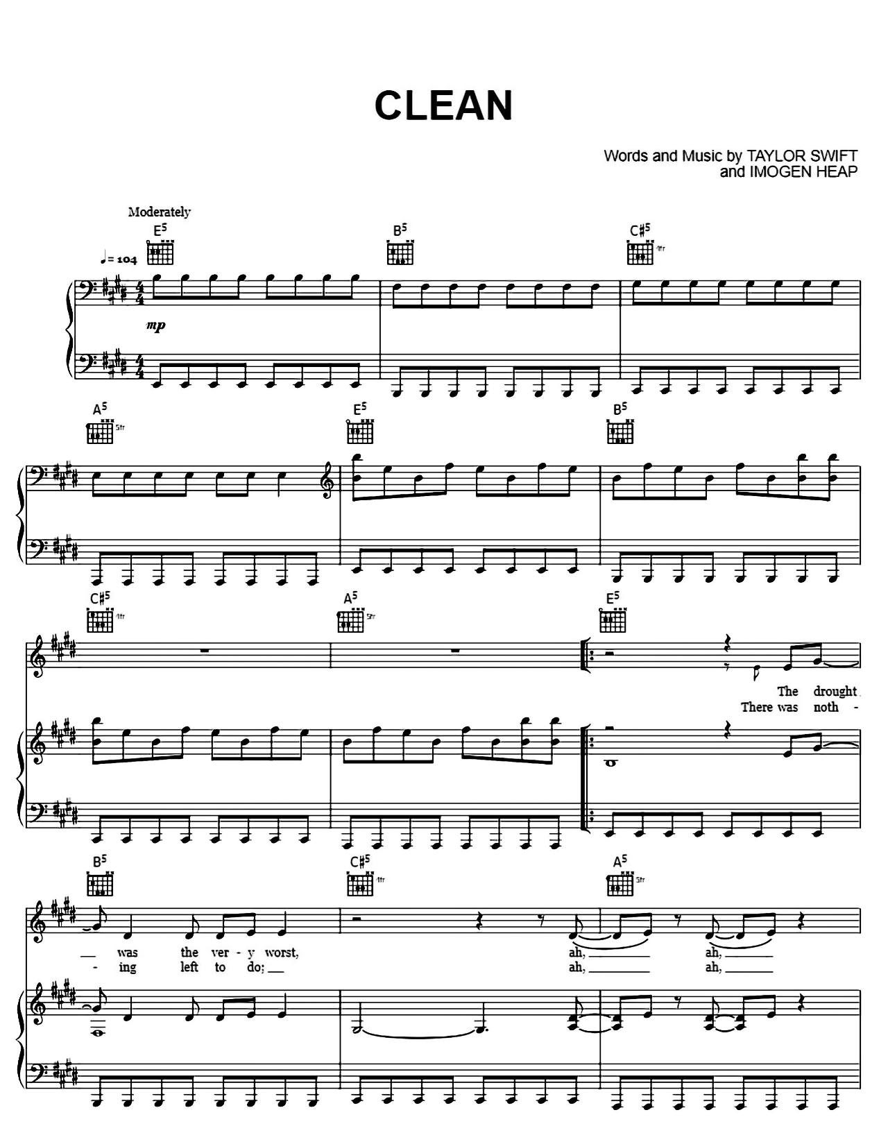 Clean sheet music