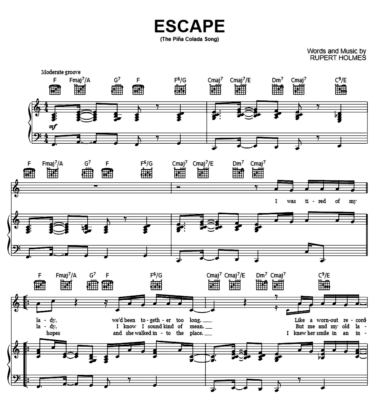 Escape (The Pina Colada Song) sheet music