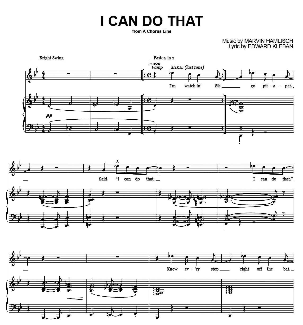 I Can Do That (from A Chorus Line) sheet music