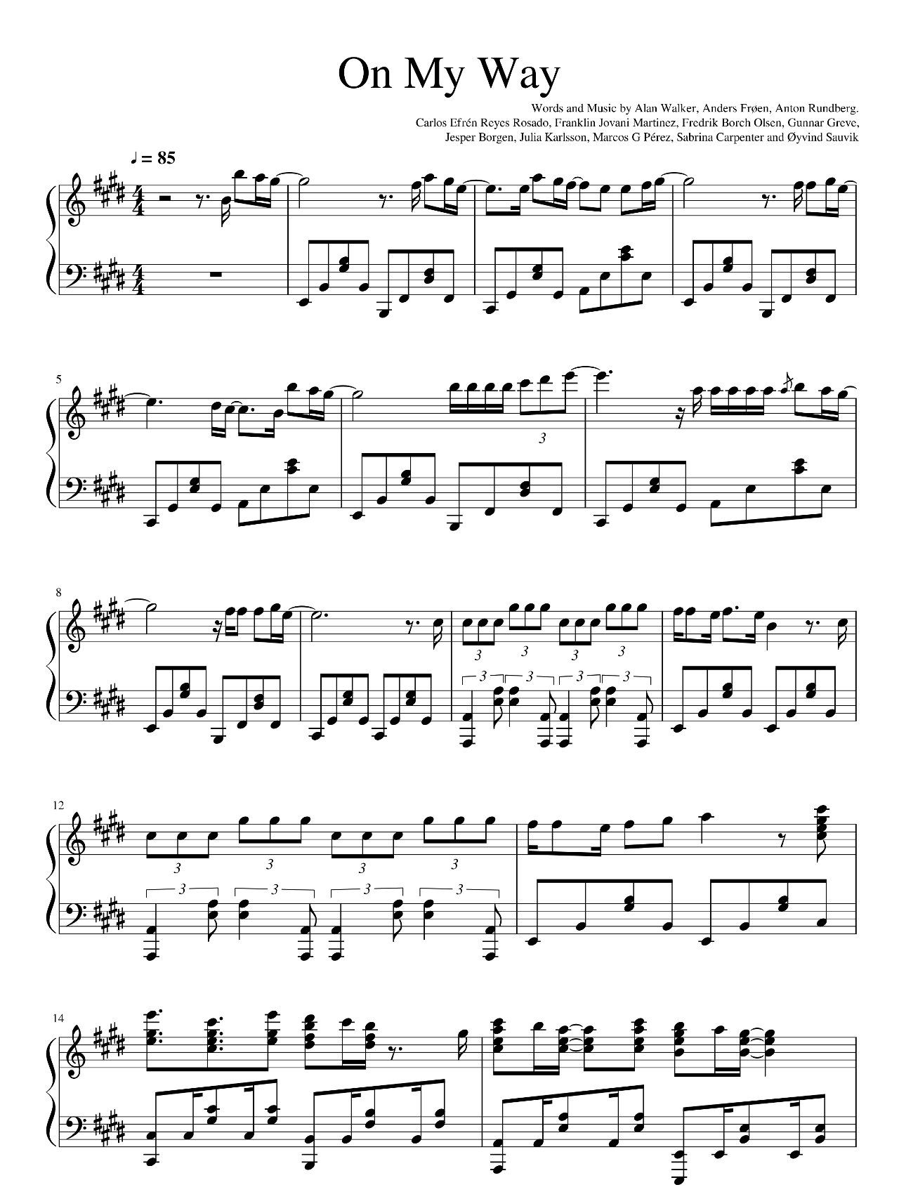 On My Way sheet music