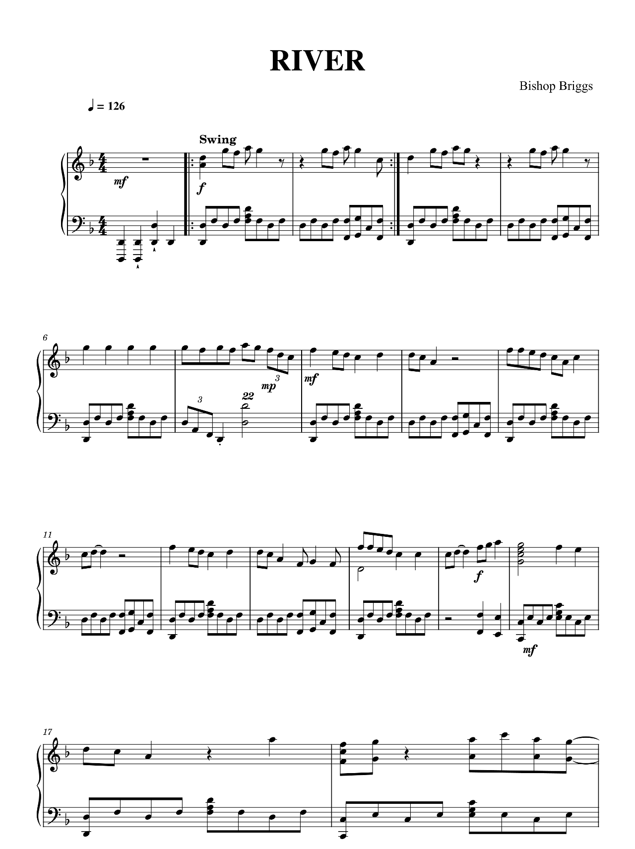 River sheet music