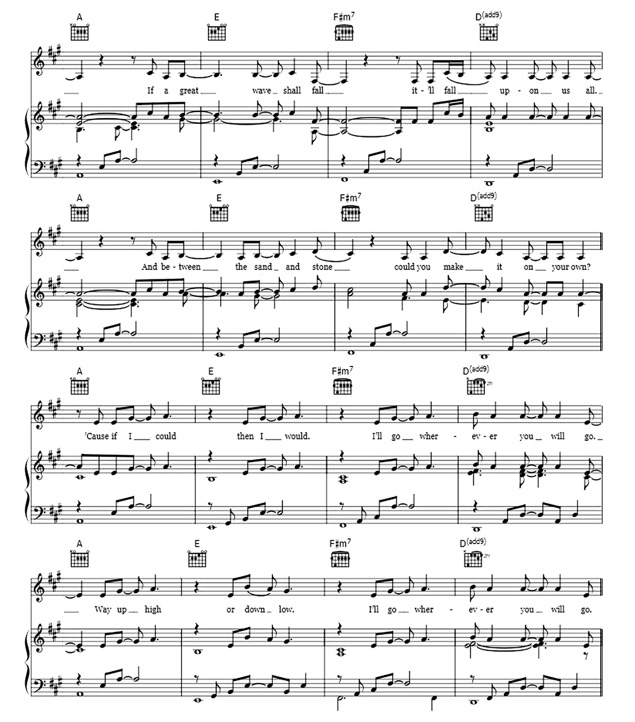 Wherever You Will Go sheet music 2